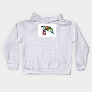 Sea Turtle, Olive green, Sage green, Turquoise, purple turtle artwork Kids Hoodie